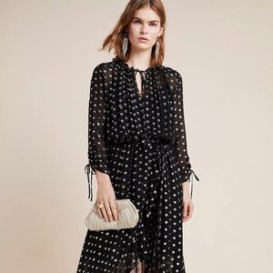 Anthropologie Shoshanna Shimmer Hearts Midi Dress
